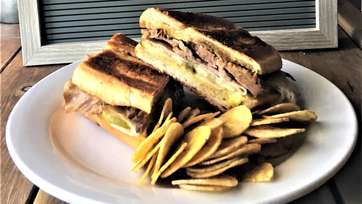 Hot Pressed Authentic Pork Cuban Sandwich.
