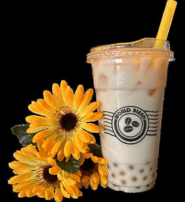 Popping Boba Iced Milk Tea.